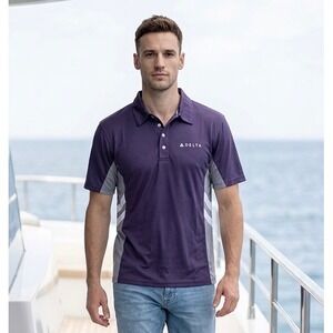 Boardroom Eco Apparel Delta Airlines F-Light Polo Shirt Plum Graphite - S - New